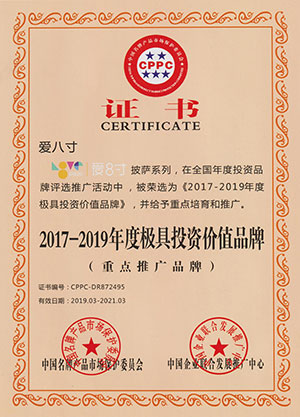 2017-2019年度極具投資價值品牌